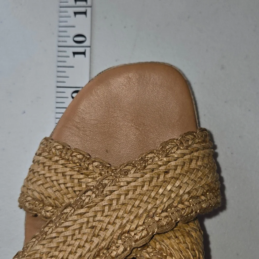 Fabio Maggeni Italy Woven Wedge Sandals Tan Espadrille Slides 9M 15764M